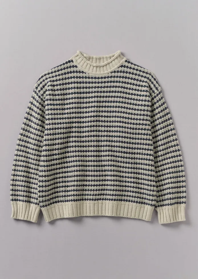Tucking Stripe Wool Cotton Sweater