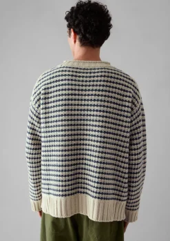 Tucking Stripe Wool Cotton Sweater