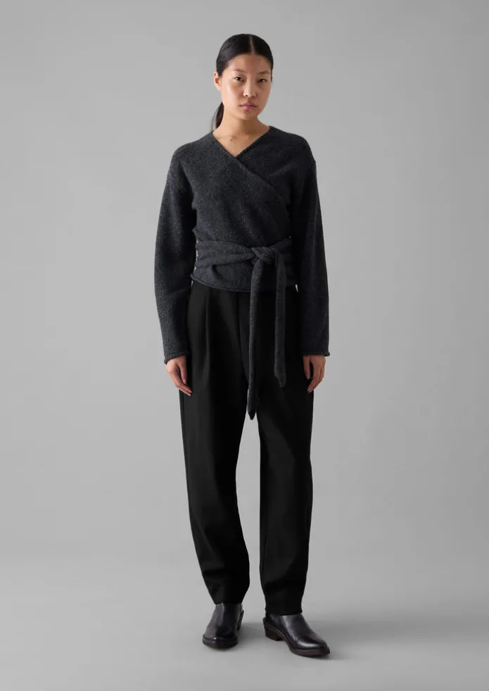 V-Neck Wool Wrap Cardigan