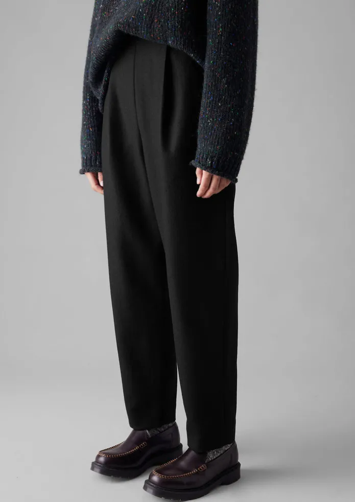Wool Flannel Pleat Front Trousers